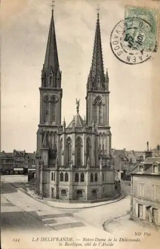 Ak La Delivrande Calvados, Notre-Dame de la Delivrande, Basilika