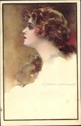 Künstler Ak Corbella, T., Profil einer jungen Frau