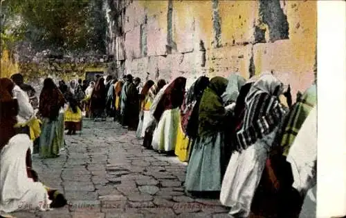 Ak Jerusalem Israel, jüdische Frauen an der Klagemauer