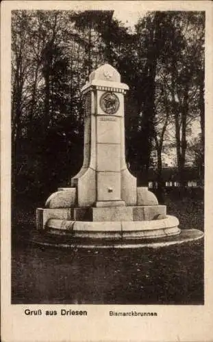 Ak Drezdenko Driesen Neumark Ostbrandenburg, Bismarckbrunnen