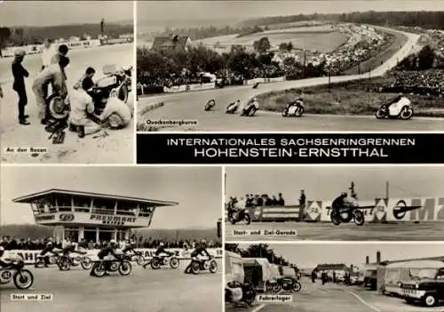 Ak Hohenstein Ernstthal in Sachsen, Sachsenring-Rennen, Queckenbergkurve, Fahrerlager