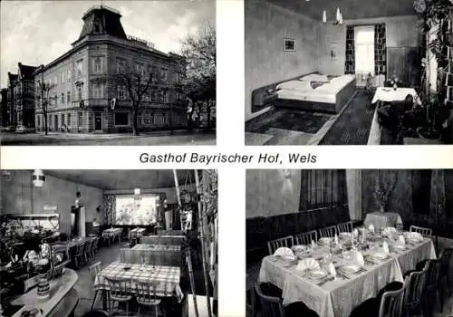 Ak Wels in Oberösterreich, Gasthof Bayrischer Hof, Hotelzimmer, Restaurant