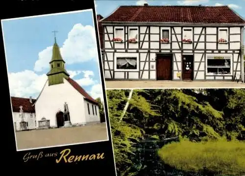 Ak Rennau Helmstedt in Niedersachsen, Edeka Markt, Kirche, Fachwerkhaus