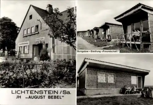 Ak Lichtenstein Hohenstein Ernstthal in Sachsen, JH August Bebel, Bungalowsiedlung Freundschaft