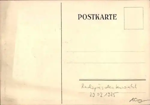 Künstler Ak Freund, Alw., Republikaner, wählt Braun, Reichspräsidentenwahl 1925