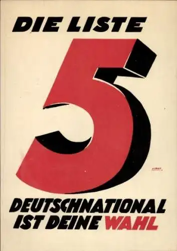 Künstler Ak Aurich, K., Deutschnationale Volkspartei, Liste 5, Weimarer Republik