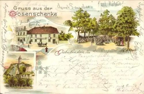 Litho Giebichenstein Halle an der Saale, Gosenschenke, Burg