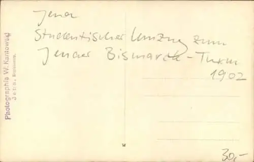 Studentika Foto Ak Jena in Thüringen, Studentischer Umzug zum Bismarck-Turm 1902
