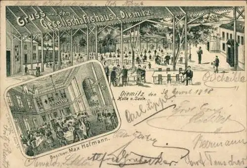 Litho Diemitz Halle an der Saale, Gesellschaftshaus, Innenansicht