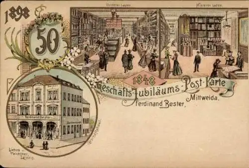 Litho Mittweida in Sachsen, 50 Jähriges Geschäft-Jubiläum 1898, Innenansicht