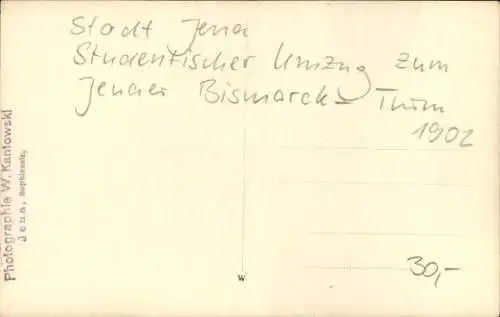 Studentika Foto Ak Jena in Thüringen, Studentischer Umzug zum Bismarck-Turm 1902