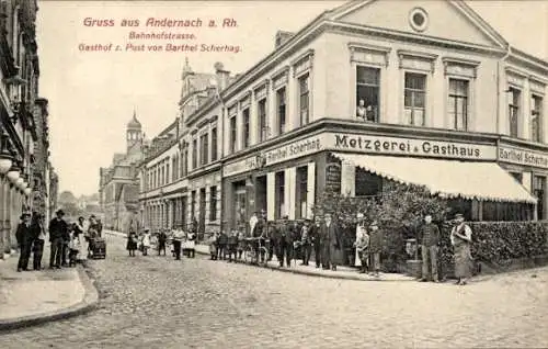 Ak Andernach am Rhein, Bahnhofstraße, Gasthof zur Post