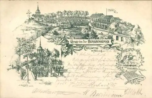 Litho Kröllwitz Cröllwitz Halle an der Saale, Gasthaus Bergschenke