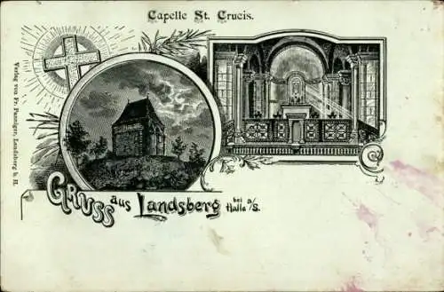 Litho Landsberg im Saalekreis, Capelle St. Crucis, Innenansicht