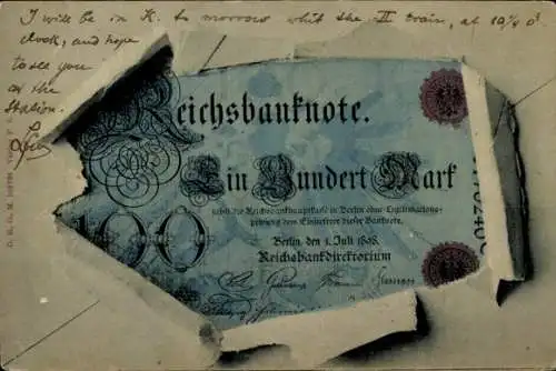 Ak Reichsbanknote, 100 Mark