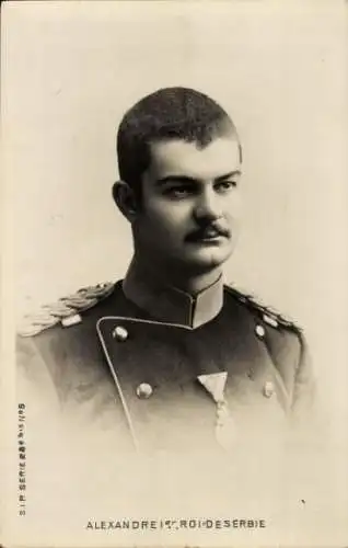 Ak König Alexander I. von Serbien, Portrait in Uniform, Orden