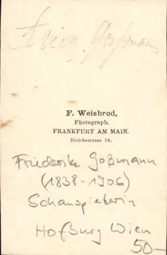 CdV Schauspielerin Friederike Goßmann, Hofburg Wien