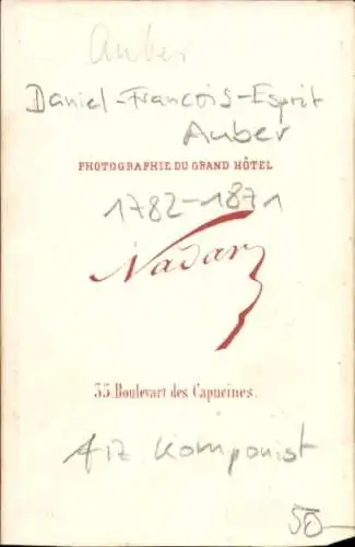 CdV Komponist Daniel Francois Esprit Auber, Portrait
