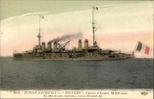 Ak Französisches Kriegsschiff Voltaire