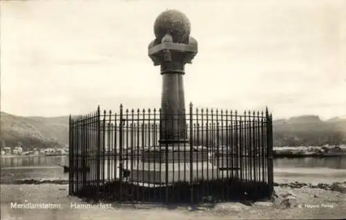 Foto Ak Hammerfest Norwegen, Meridianstotten, Meridiansäule