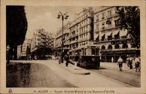 Ak Algier Algier Algerien, Square Aristide Briand und Rue Dumont d'Urville