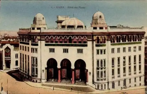 Ak Alger Algerien, Blick aufs Hotel des Postes, Eingang