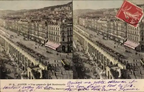 Stereo Ak Algier Algier Algerien, Gesamtansicht der Boulevards