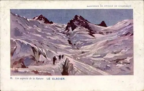 Künstler Ak Le Glacier, Raffinerie de Petrole de Dunkerque, Etendard, Touriste