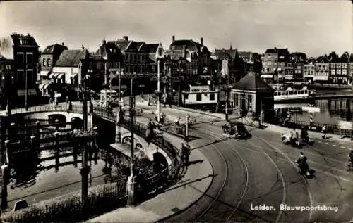 Ak Leiden Südholland Niederlande, Blauwpoortsbrug