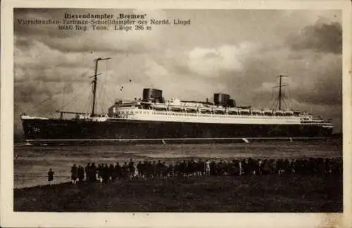 Ak Vierschrauben-Turbinen-Schnelldampfer Bremen, Norddeutscher Lloyd