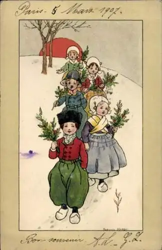 Künstler Ak Hardy, Florence, Kinder in niederländischen Trachten