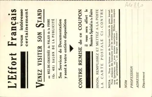 Ak L'Effort Francais, Foire Internationale de Lyon, Journal Financier Hebdomadaire Independant