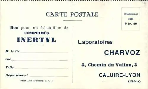 Ak Caluire Lyon Rhône, Laboratoires Charvoz, Inertyl, Reklame