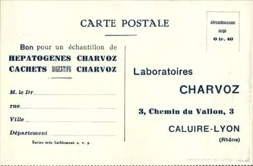 Ak Caluire Lyon Rhône, Laboratoires Charvoz, Hepatogenes, Cachets Digestifs, Reklame