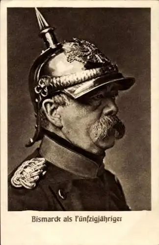 Ak Fürst Otto von Bismarck als Fünfzigjähriger, Portrait, Pickelhaube