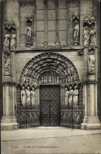 Ak Trier an der Mosel, Kirche Z. U. Liebfrauen und St. Laurentius, Portal