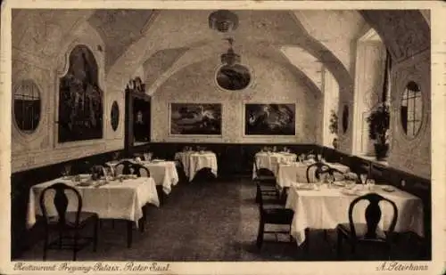 Ak München, Restaurant Preysing-Palais, Roter Saal, Innenansicht