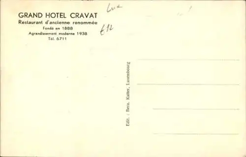 Ak Luxemburg Luxembourg, Grand Hotel Cravat