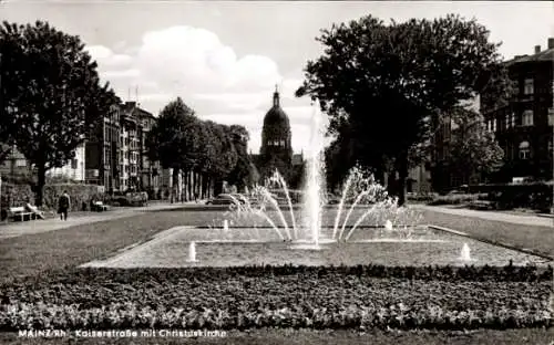 Ak Mainz am Rhein, Kaiserstraße mit Christuskirche