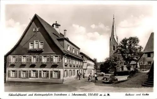 Ak Baiersbronn im Schwarzwald, Rathaus, Kirche