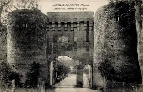 Ak Neuville de Poitou Vienne, Eingang zum Chateau de Furigny