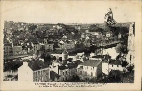 Ak Poitiers Vienne, Panoramablick vom Rocher de Coligny, Vallee du Clain bei Pont Joubert