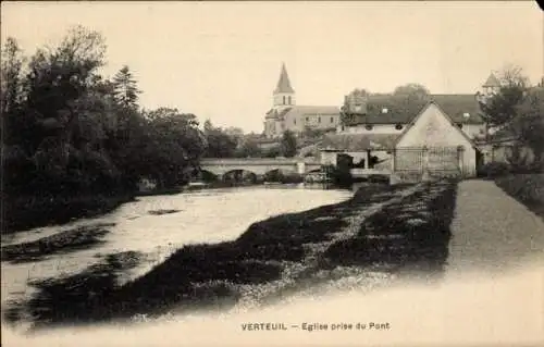 Ak Verteuil sur Charente, Eglise prise du Pont