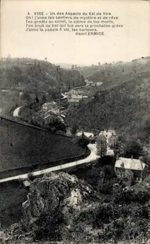 Ak Vire Calvados, Panorama, Gedicht von Henri Ermice