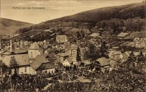 Ak Ruhla in Westthüringen, Panorama von der Gottesgabe gesehen