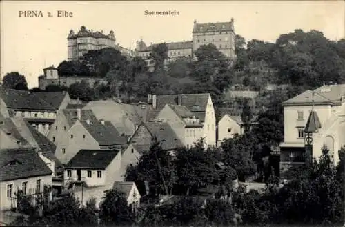 Ak Pirna in Sachsen, Teilansicht, Schloss Sonnenstein