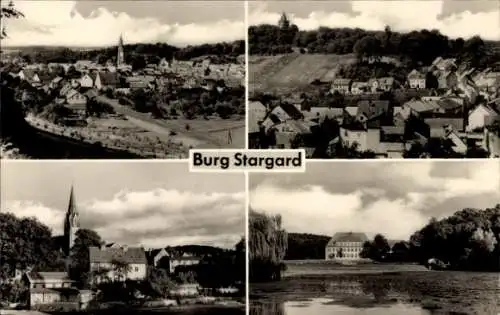 Ak Burg Stargard in Mecklenburg, Gesamtansicht, Teilansichten