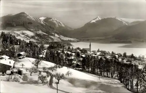 Ak Schliersee in Oberbayern, Winteransicht, Jägerkamp, Breckerspitze