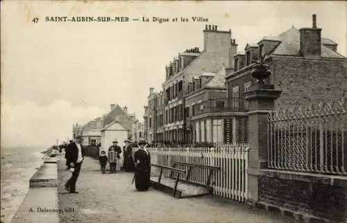 Ak Saint Aubin sur Mer Calvados, La Digue, Les Villas