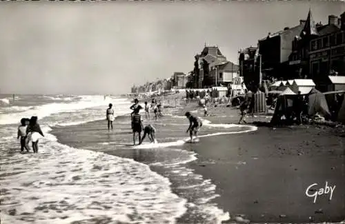 Ak Saint Aubin sur Mer Calvados, Strand, la Digue